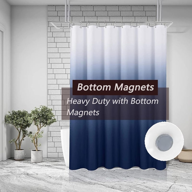 TIKABC Shower Curtain Liner, Blue Lightweight Shower Curtain Liners, Plastic Shower Curtains, 72x72 inch PEVA Shower Liner with 12 Grommet Holes 3 Magnetic Weights - Image 4